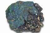Sparkling Azurite Crystals on Fibrous Malachite - China #259654-1